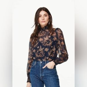 Cami NYC Willa Blouse - navy blue toile print